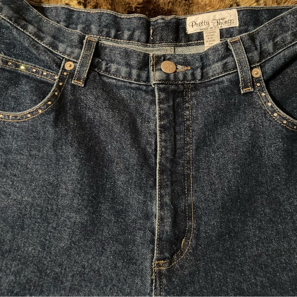 Pretty Things JEANS Made in USA Size 14 BLUE Denim Pants 33”L 32”W Equestrian!